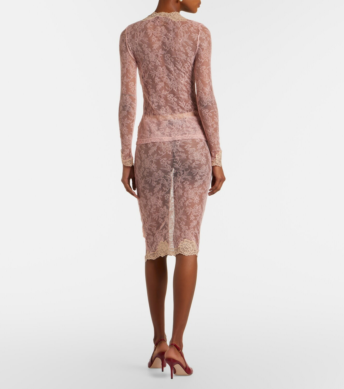 Valentino Floral sheer lace midi skirt