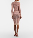 Valentino Floral sheer lace midi skirt