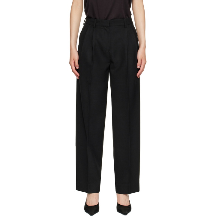 Photo: TOTEME Black Double-Pleated Tailored Trousers