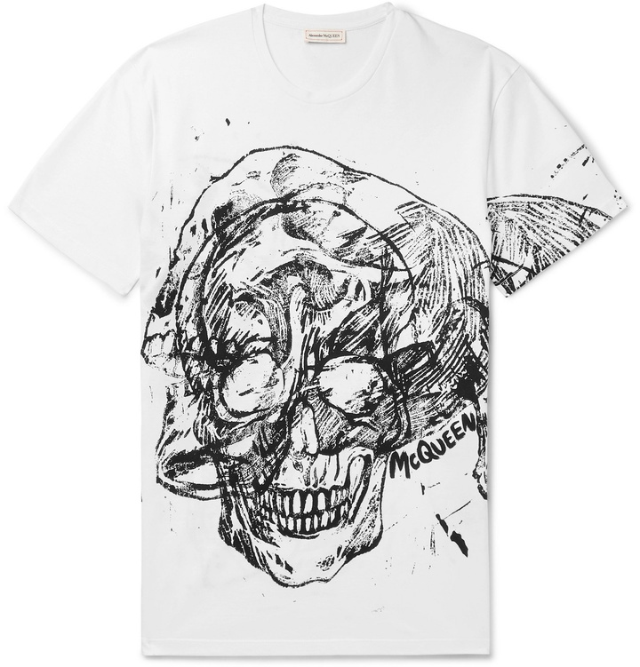 Photo: Alexander McQueen - Slim-Fit Printed Cotton-Jersey T-Shirt - White