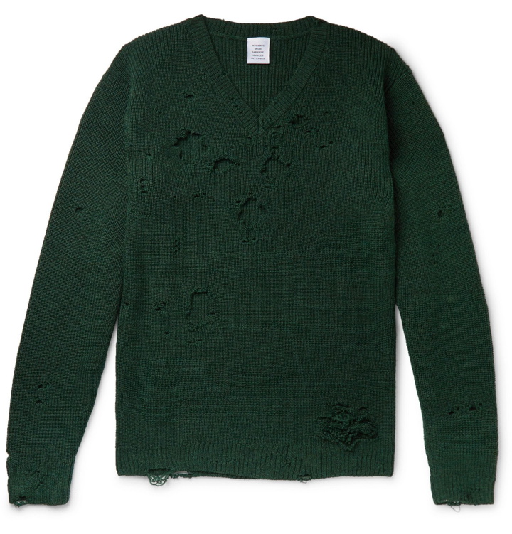 Photo: Vetements - Oversized Distressed Wool Sweater - Green
