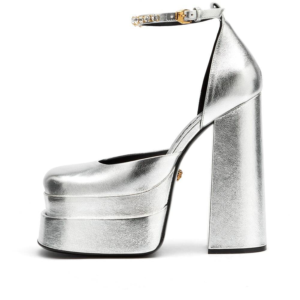 Versace Women's Platform Heel in Silver Versace