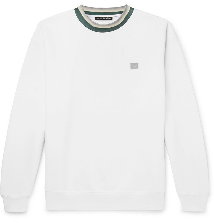 Photo: Acne Studios - Contrast-Trimmed Fleece-Back Cotton-Jersey Sweatshirt - White