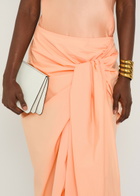 Khaite Shay Asymmetric Cotton-poplin Midi Wrap Skirt Peach