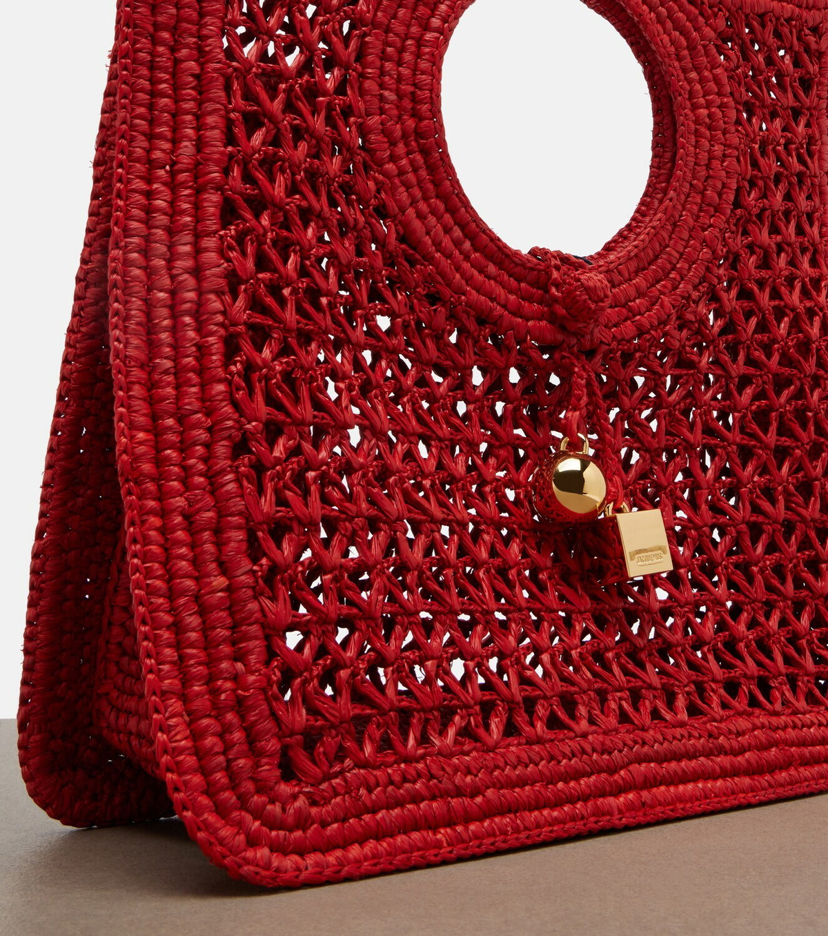 Jacquemus Spiaggia Small raffia top-handle bag