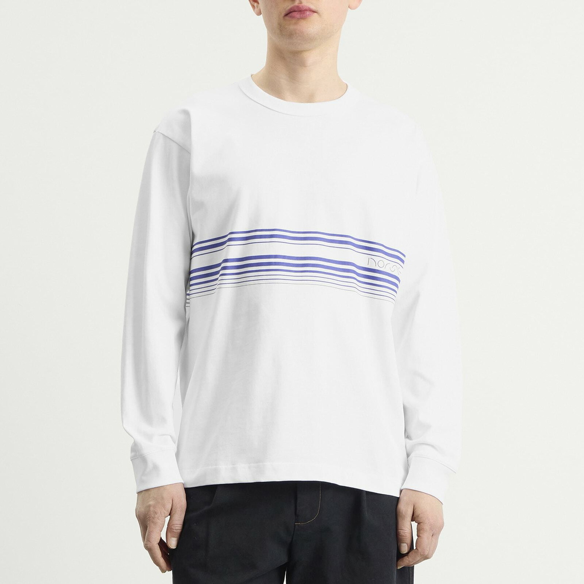 Norse Projects Men's Loften Nautical Stripe Long Sleeve T-Shirt in White