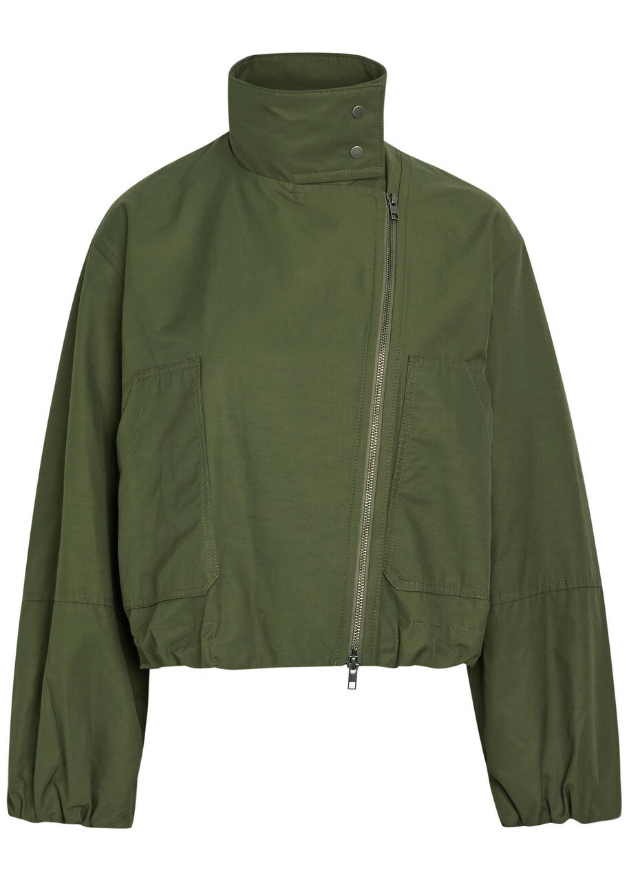 Vince Sculpted Cotton-blend Poplin Jacket Khaki