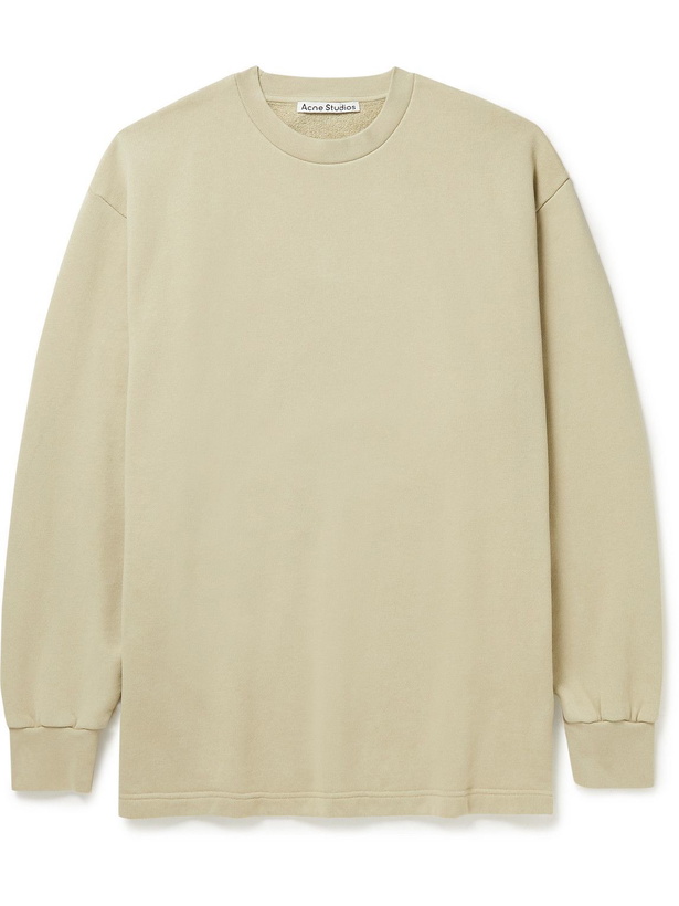 Photo: Acne Studios - Logo-Embroidered Organic Cotton-Jersey Sweatshirt - Neutrals