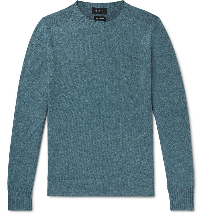 Photo: Howlin' - Mélange Lambswool and Cotton-Blend Sweater - Blue