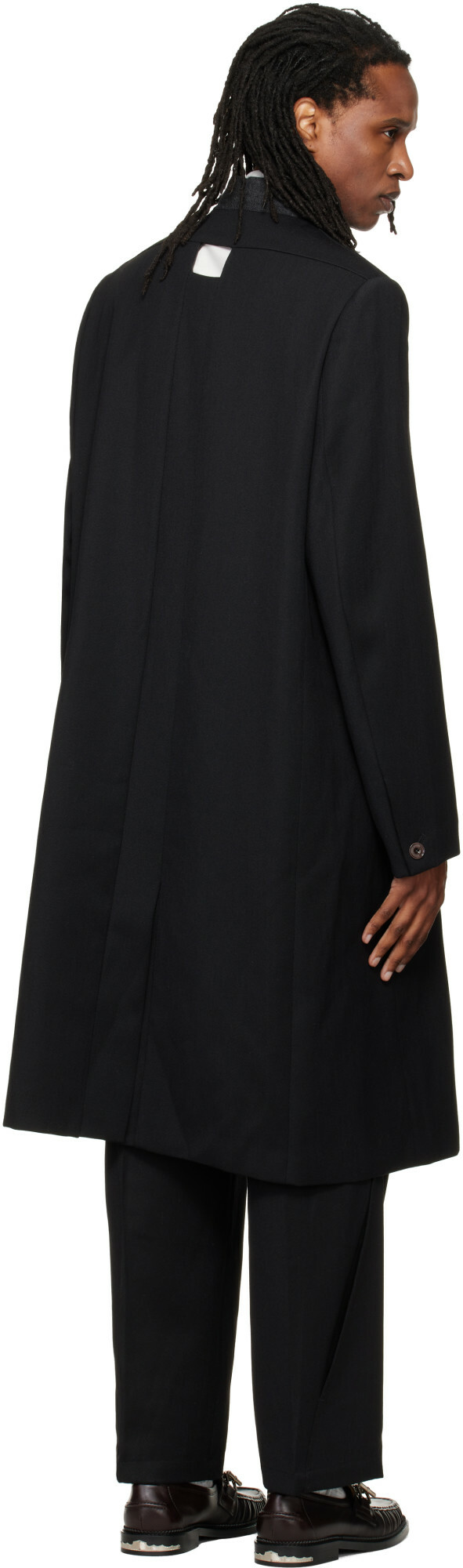 NULLUS Black Pierced Collar Coat