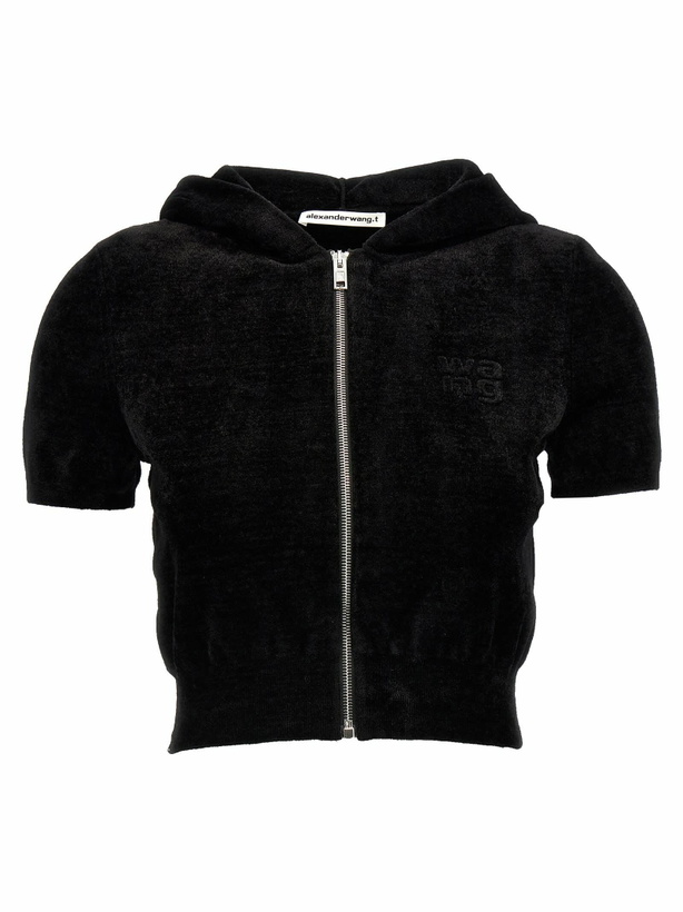Photo: T by Alexander Wang Logo Chenille Cropped Hoodie