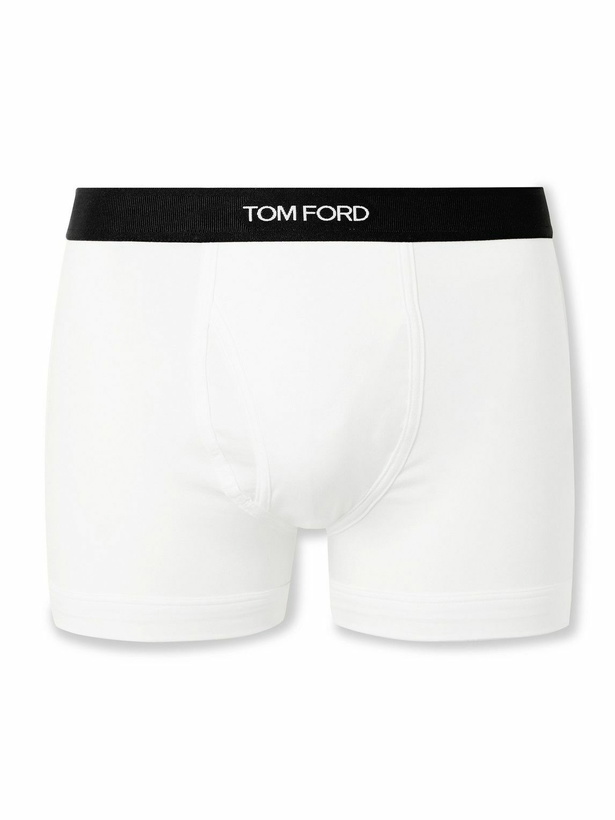 Photo: TOM FORD - Stretch-Cotton and Modal-Blend Boxer Briefs - White