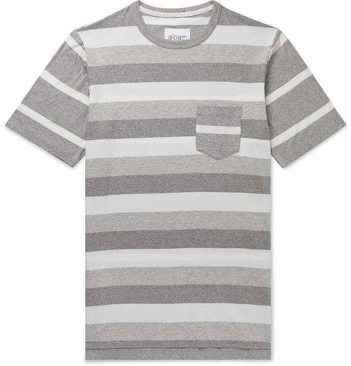 Photo: Albam - Whelan Striped Cotton-Jersey T-Shirt - Gray