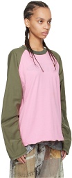 Serapis SSENSE Exclusive Khaki & Pink Reversible Long Sleeve T-Shirt