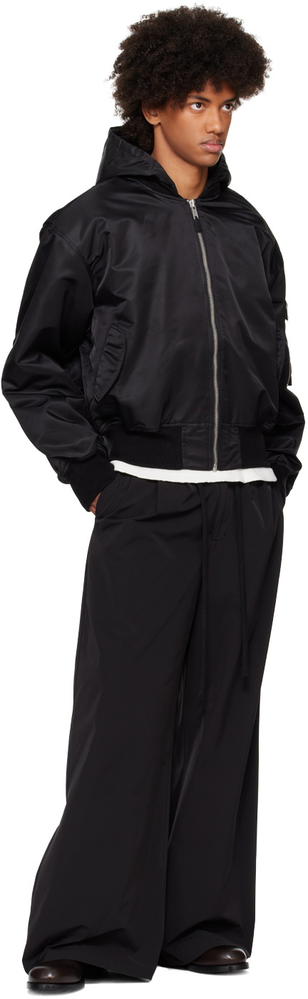 Entire Studios Black Hooded Broad Bomber Jacket Entire Studios
