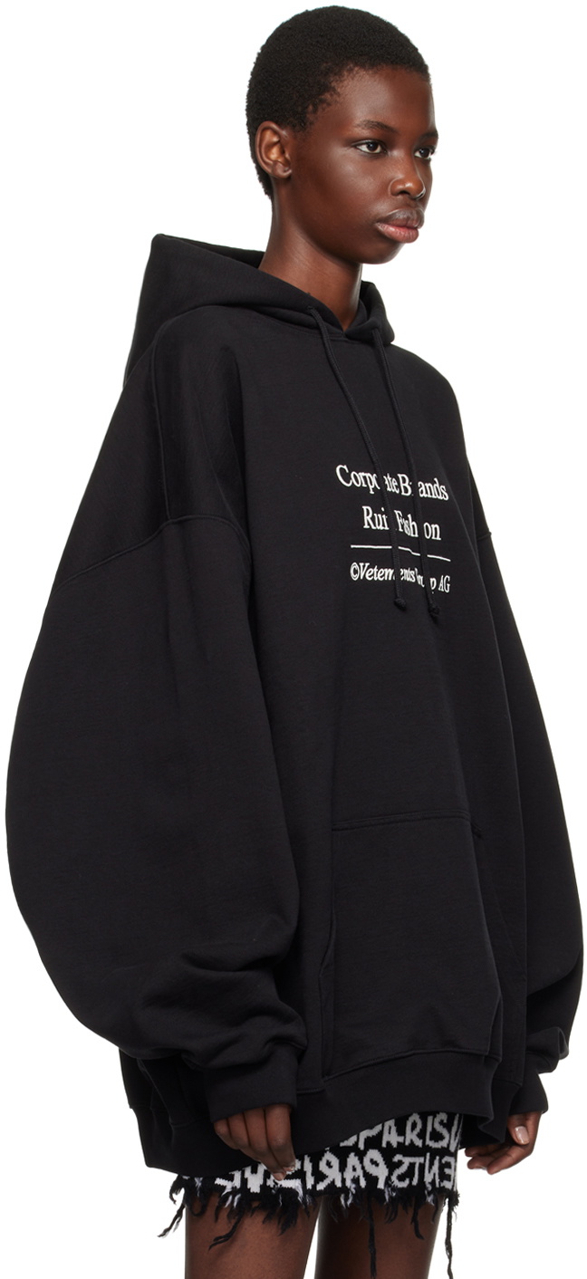 VETEMENTS Black 'Corporate Brands Ruin Fashion' Hoodie