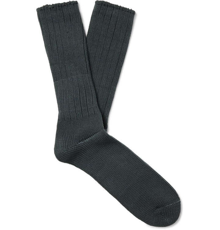 Photo: Anonymous Ism - Ribbed Cotton-Blend Socks - Gray