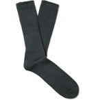Anonymous Ism - Ribbed Cotton-Blend Socks - Gray