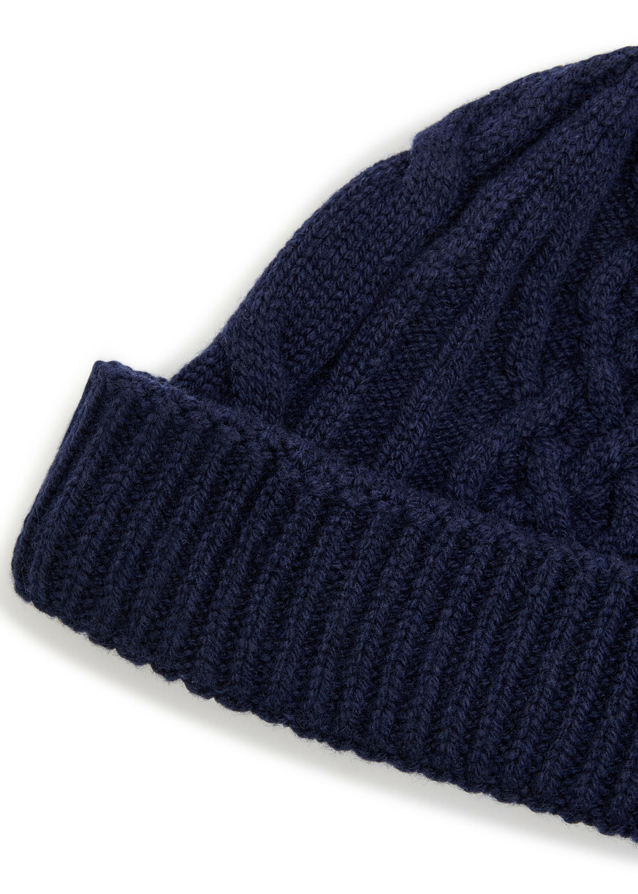 John Smedley Emery Cable-knit Cashmere and Wool-blend Beanie - Navy - One Size
