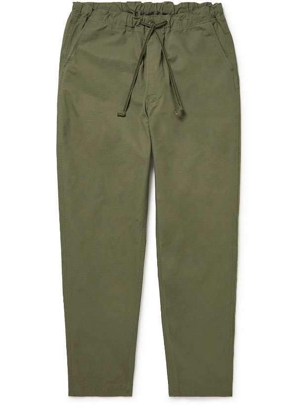 Photo: OrSlow - New Yorker Slim-Fit Tapered Cotton-Ripstop Drawstring Trousers - Green