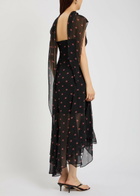 Liberowe Aubrey Floral-print Asymmetric Silk Midi Dress Black