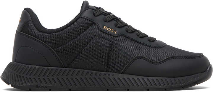 Photo: BOSS Black Textured Upper Low-Top Sneakers