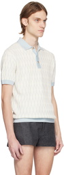 King & Tuckfield White Textured Pattern Polo