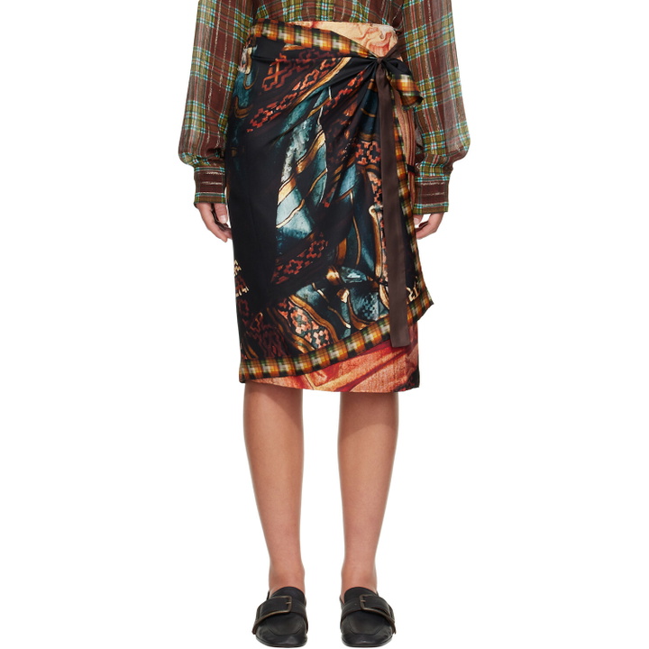 Photo: Dries Van Noten Multicolor Wrap Scarf Midi Skirt