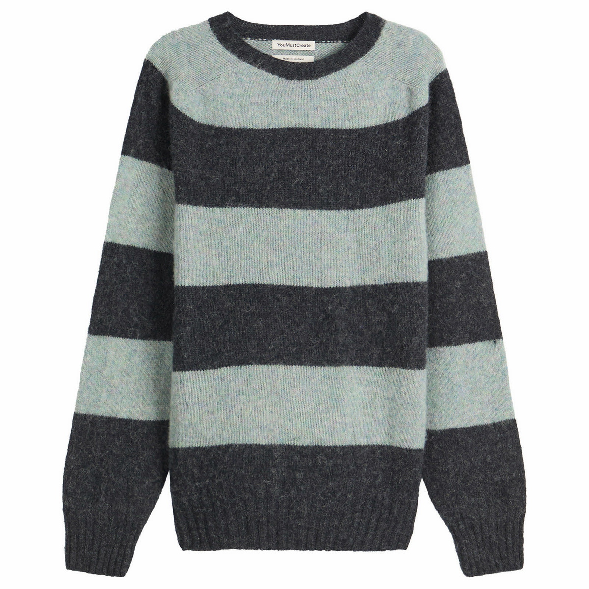 YMC Men's Suedehead Crew Neck Knit Presented by END. in Charcoal/Seaglass
