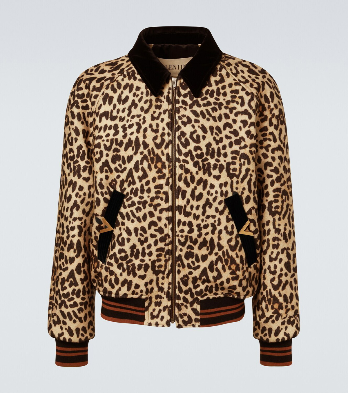 Valentino VGold leopard-print wool blouson jacket