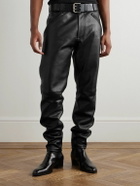 SAINT LAURENT - Tapered Leather Trousers - Black