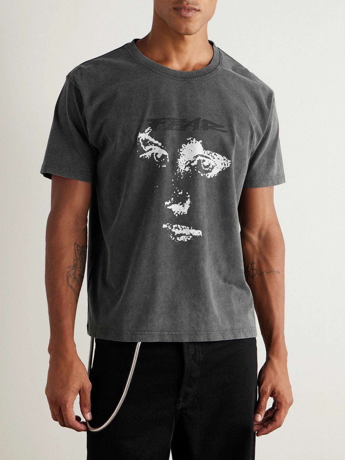 mfpen - Merch Cropped Printed Organic Cotton-Jersey T-Shirt - Gray