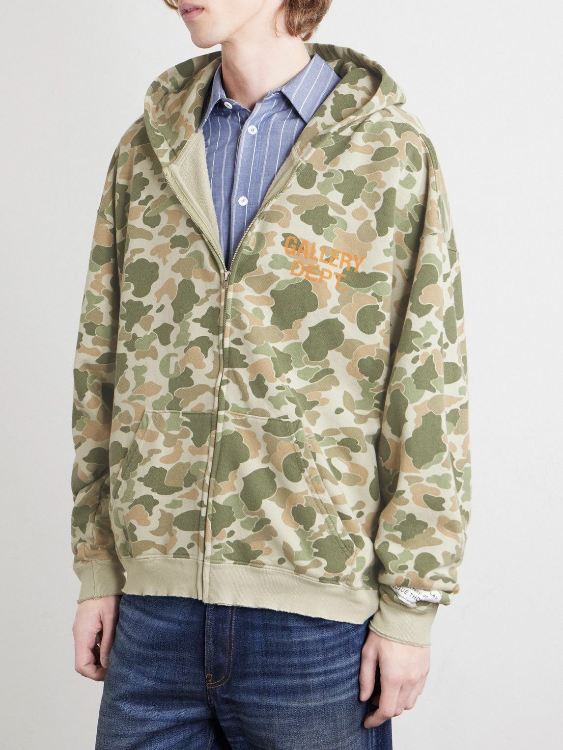Gallery Dept. - Logo-Print Camouflage Cotton-Jersey Zip-Up Hoodie - Green