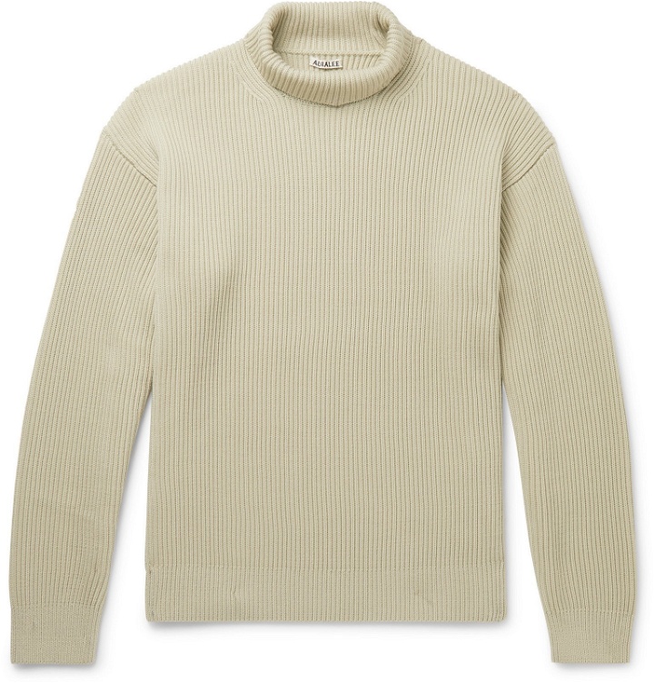 Photo: Auralee - Ribbed Wool Rollneck Sweater - Green