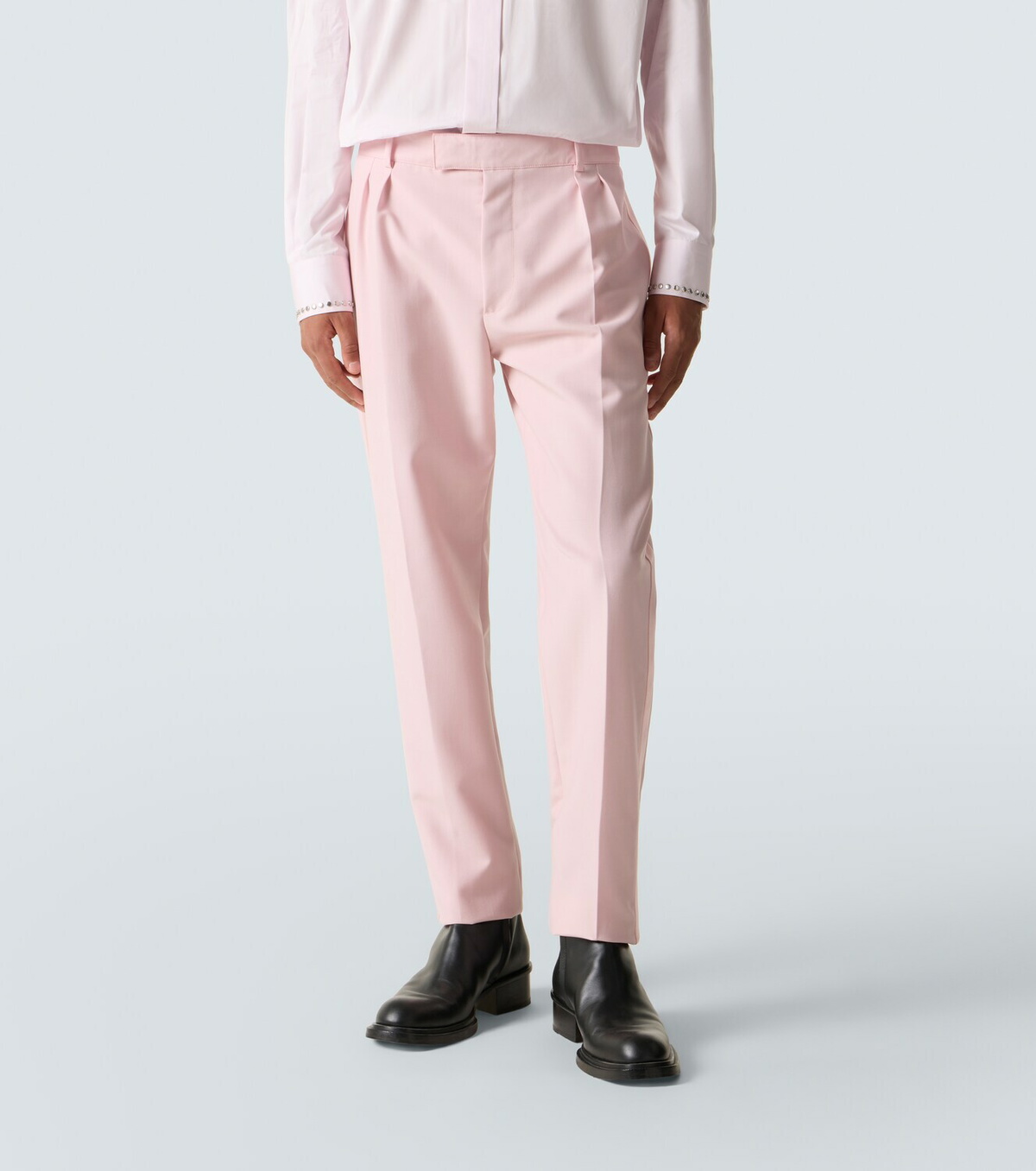 McQueen Silk-trimmed wool and mohair slim pants