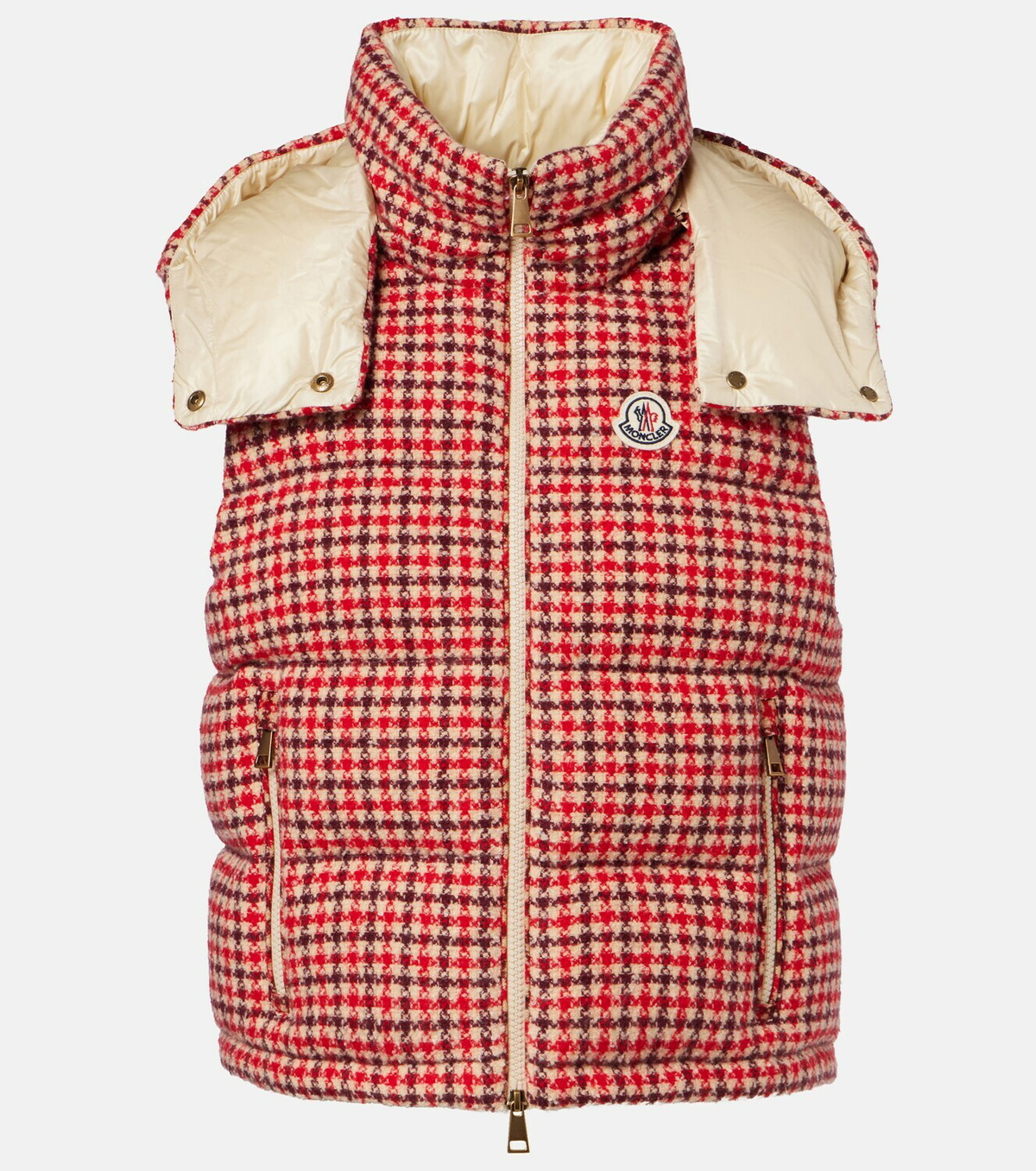 Moncler Niverolle checked wool-blend down vest