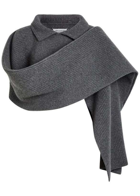 Photo: Maison Margiela Collar-detail Ribbed Scarf Dark Grey