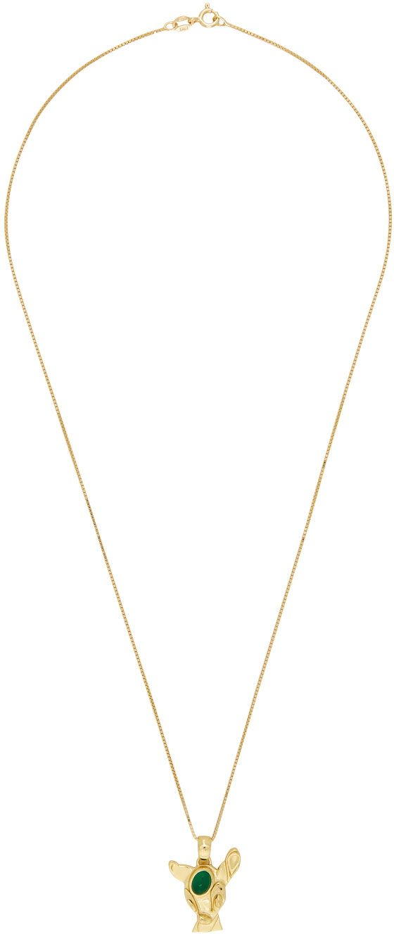 VEERT Gold & Green Deer Necklace