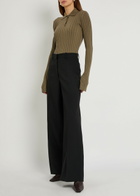 Calvin Klein Amber Ribbed Wool Polo top Sage