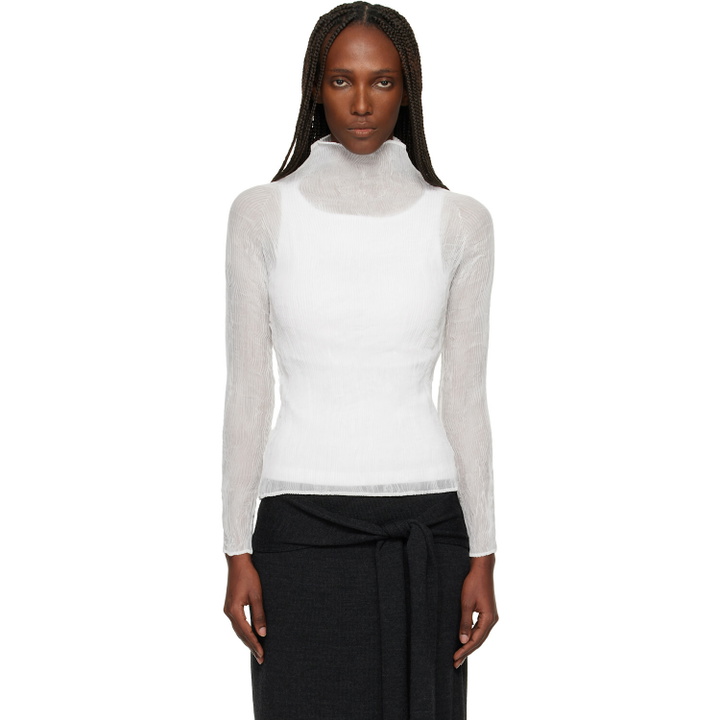 Photo: ISSEY MIYAKE White Chiffon Twist Top