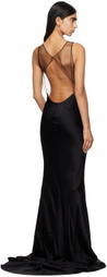 Maison Margiela Black Hammered Satin Maxi Dress