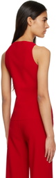 Birrot Red Boat Neck Tank Top