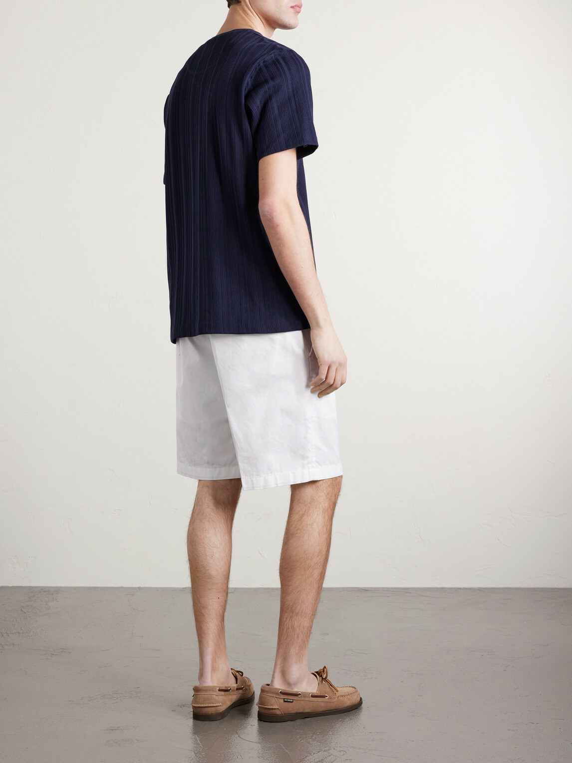 Mr P. - Textured Organic Cotton T-Shirt - Blue
