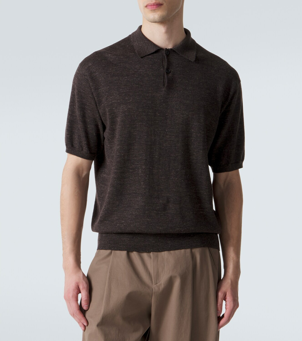 The Row Borges cashmere, silk, and linen polo shirt