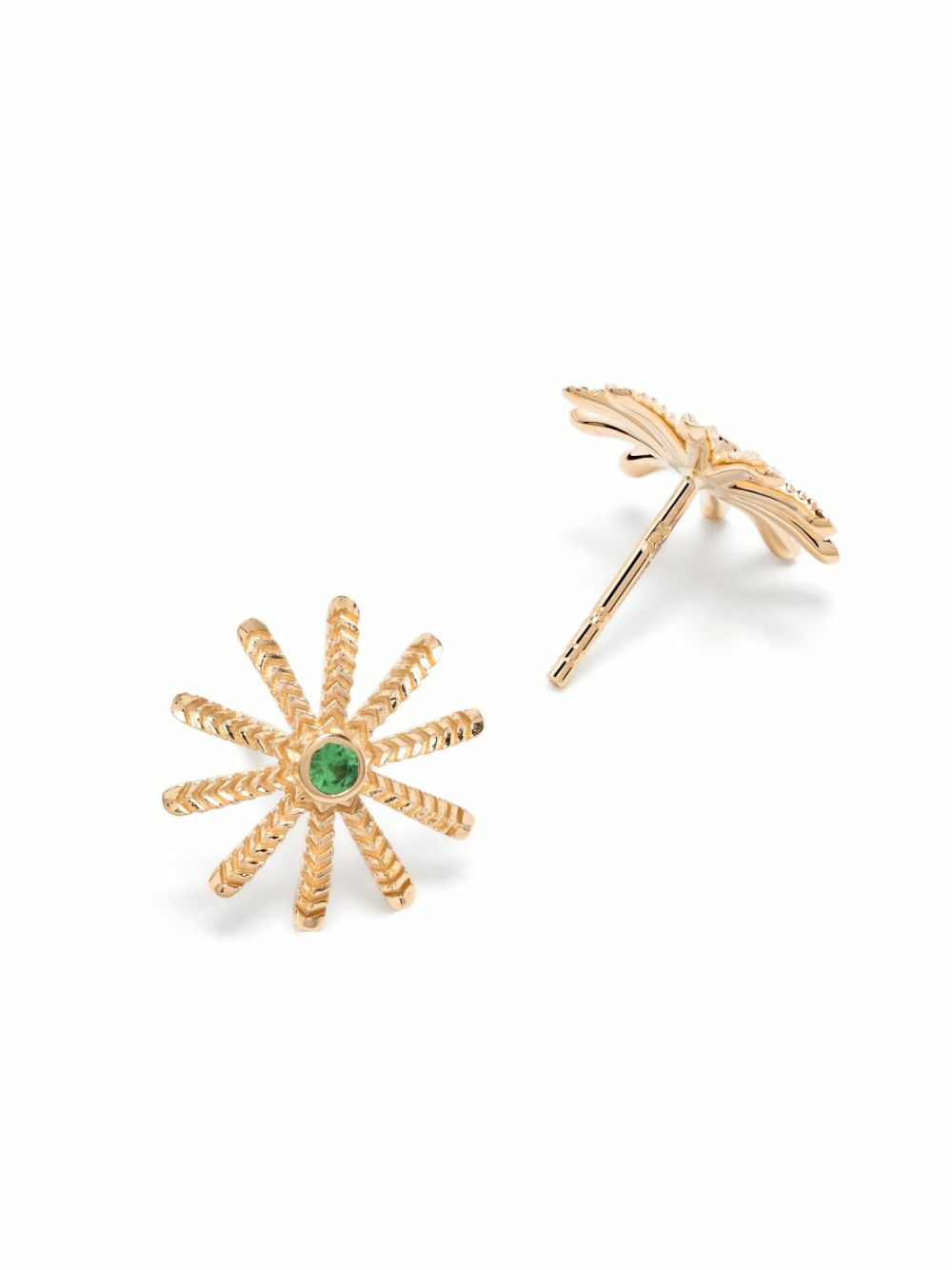 Harwell Godfrey 18K Yellow Gold Tiny Sunflower Tsavorite Stud Earrings