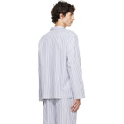 Tekla White & Blue Poplin Long-Sleeved Pyjama Shirt