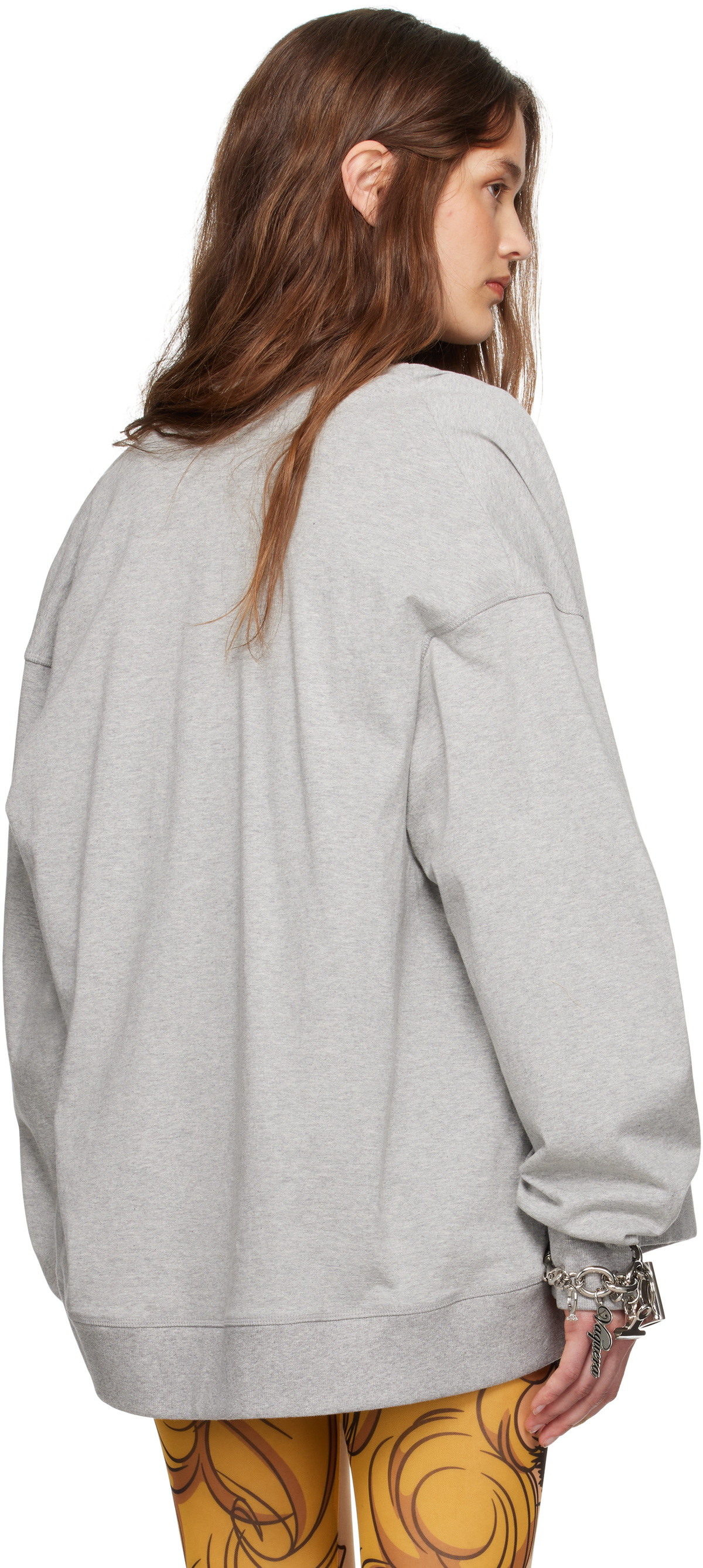 Pushbutton Gray One Shoulder Cape Sweatshirt Pushbutton