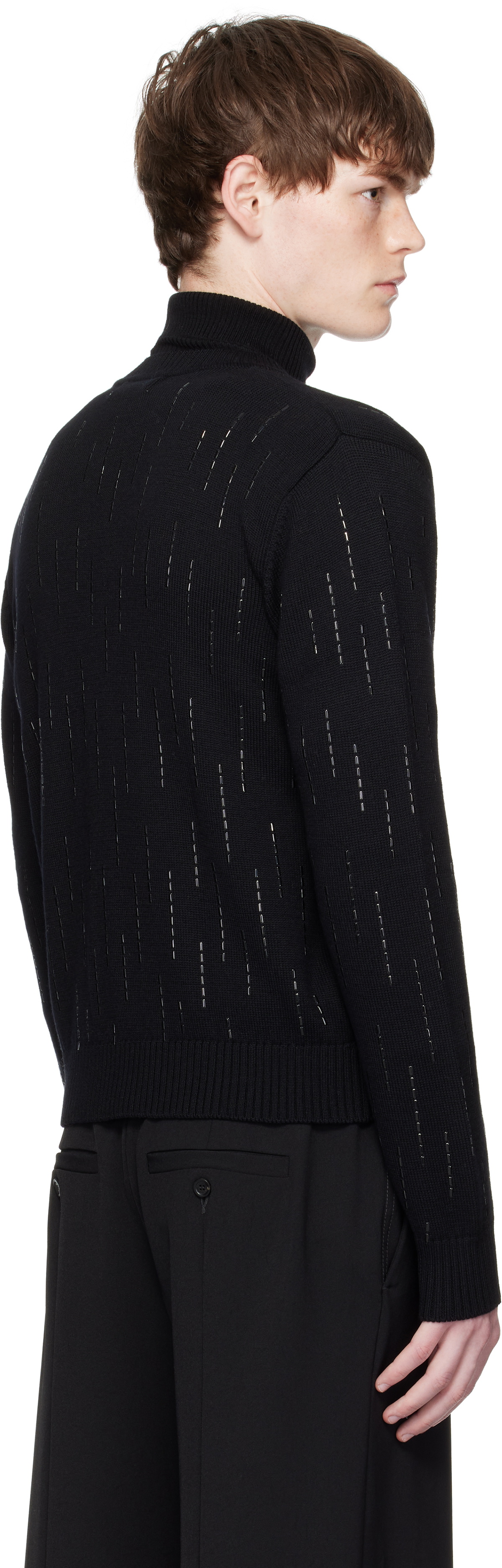 Ernest W. Baker Black Embellished Rain Appliqué Cardigan
