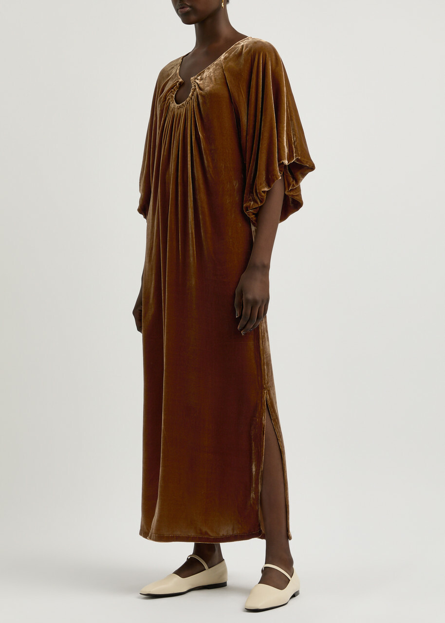 BY Malene Birger Rosae Velvet Maxi Dress Brown