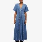 GANNI Women's Future Denim Maxi Dress in Mid Blue Stone